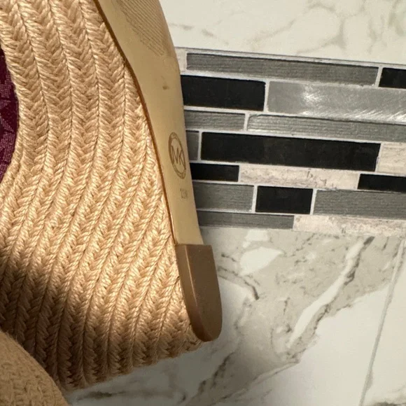 Michael Kors Burgundy and Tan Wedge Sandals - Picture 11 of 16